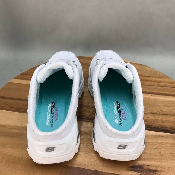 Skechers D'Lites Slip On Mule Sneakers Women 8.5 Wide White Leather Low Top - Picture 4 of 8